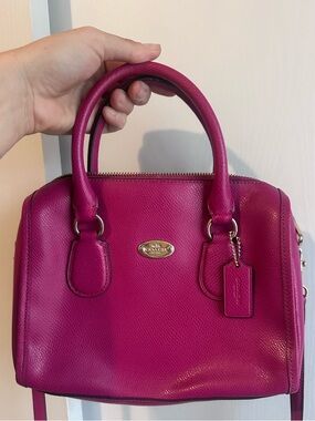 Coach Pebbled Leather Mini Satchel in Fuchsia
